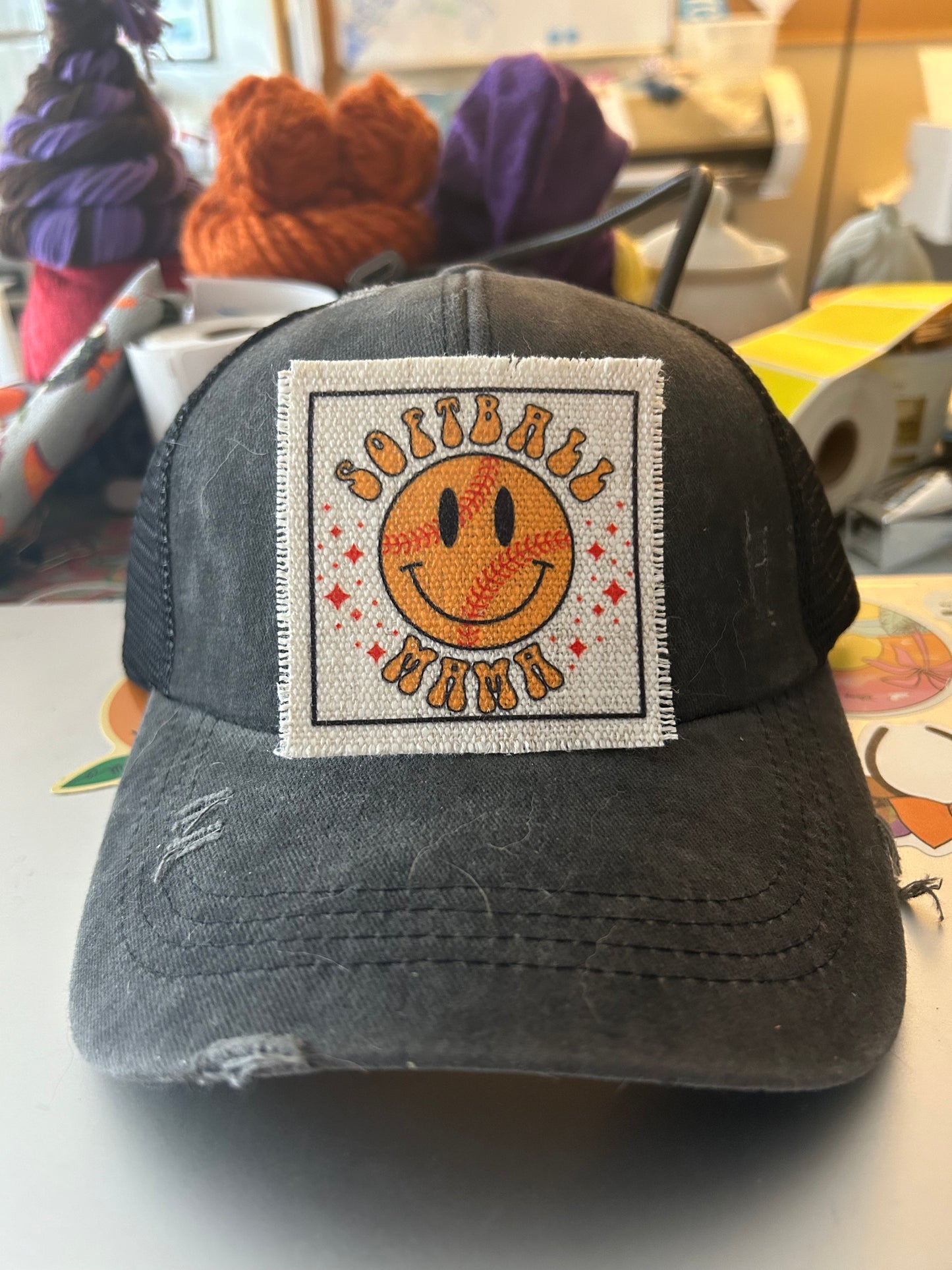 Softball Mama Smiles Hat Patch