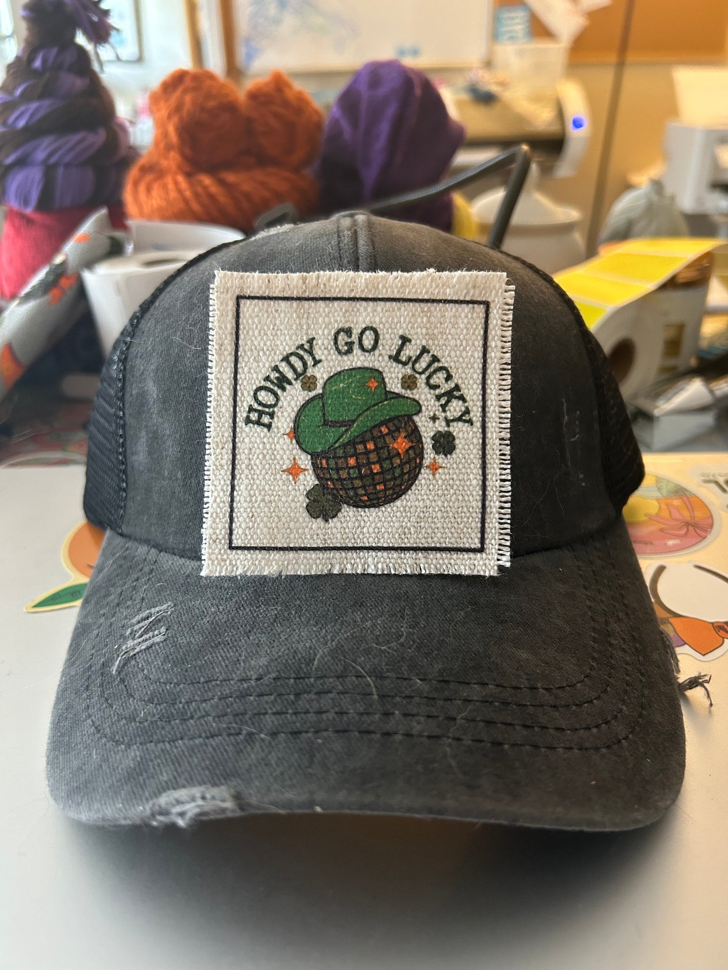 Howdy Go Lucky Disco Ball Hat Patch