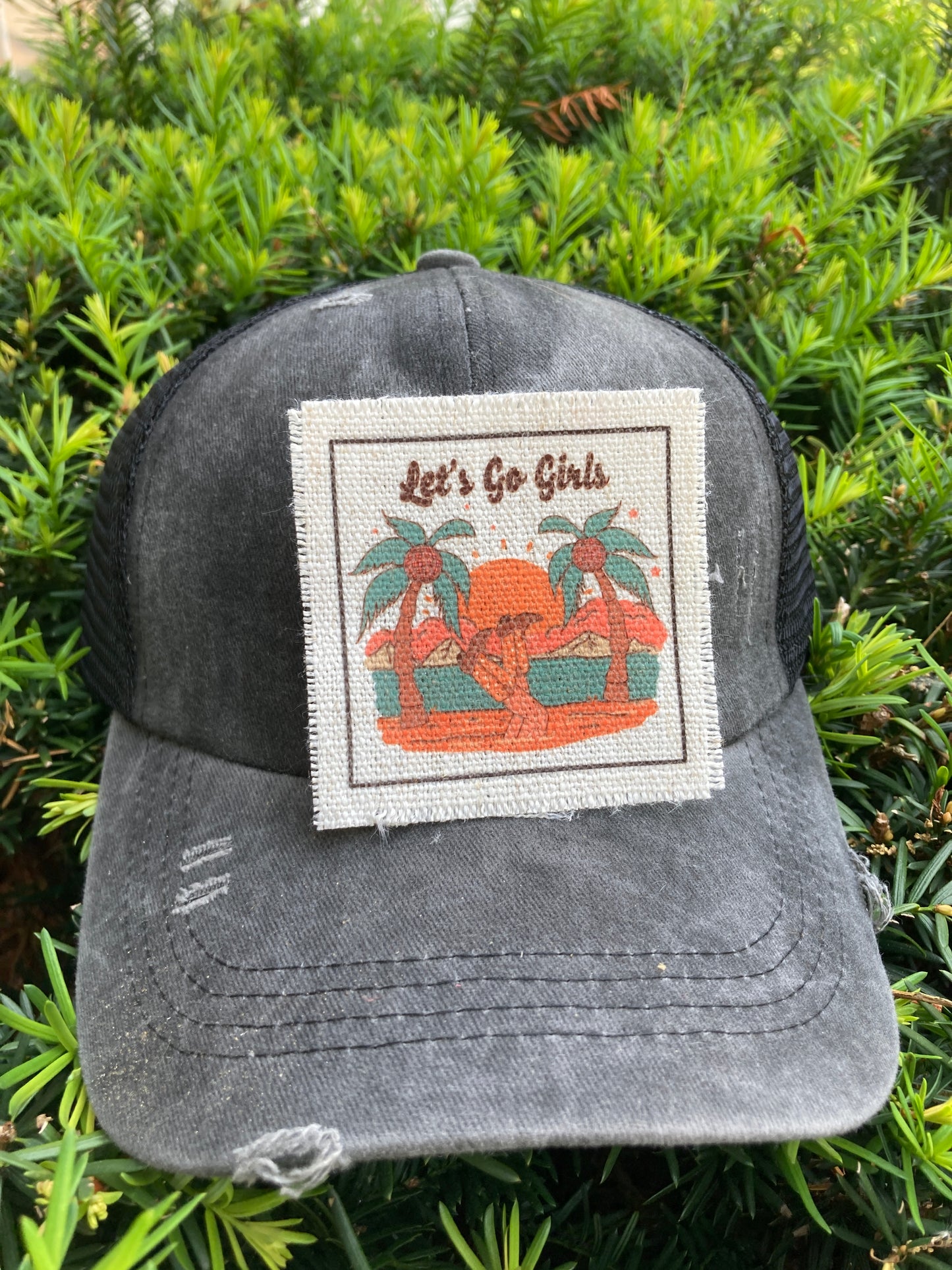 Let's Go Girls Beach Scene Hat Patch
