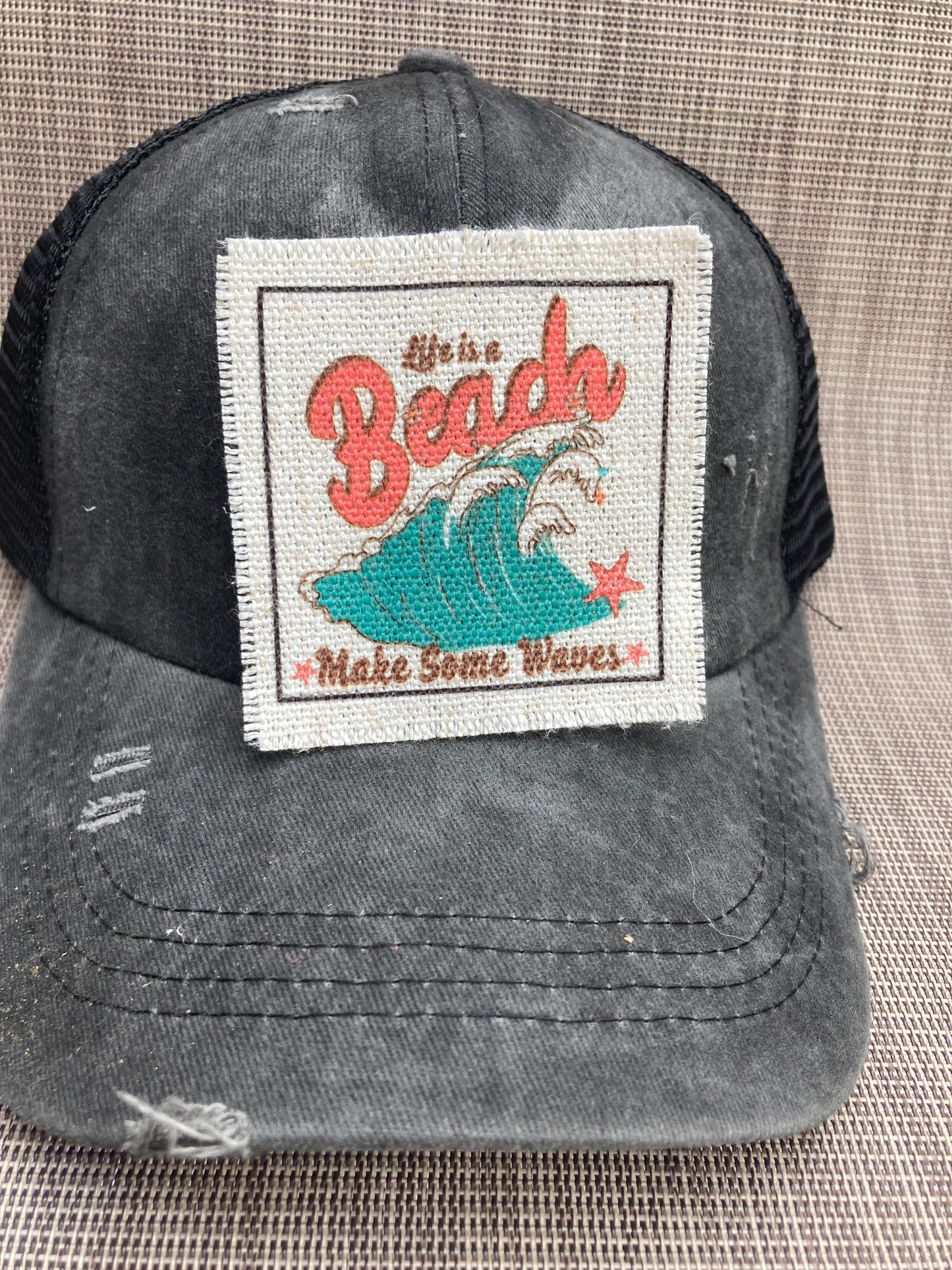 Life Is A Beach Make Some Waves Hat Patch