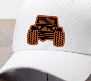 Offroad Flag Mountains Leatherette Hat Patch