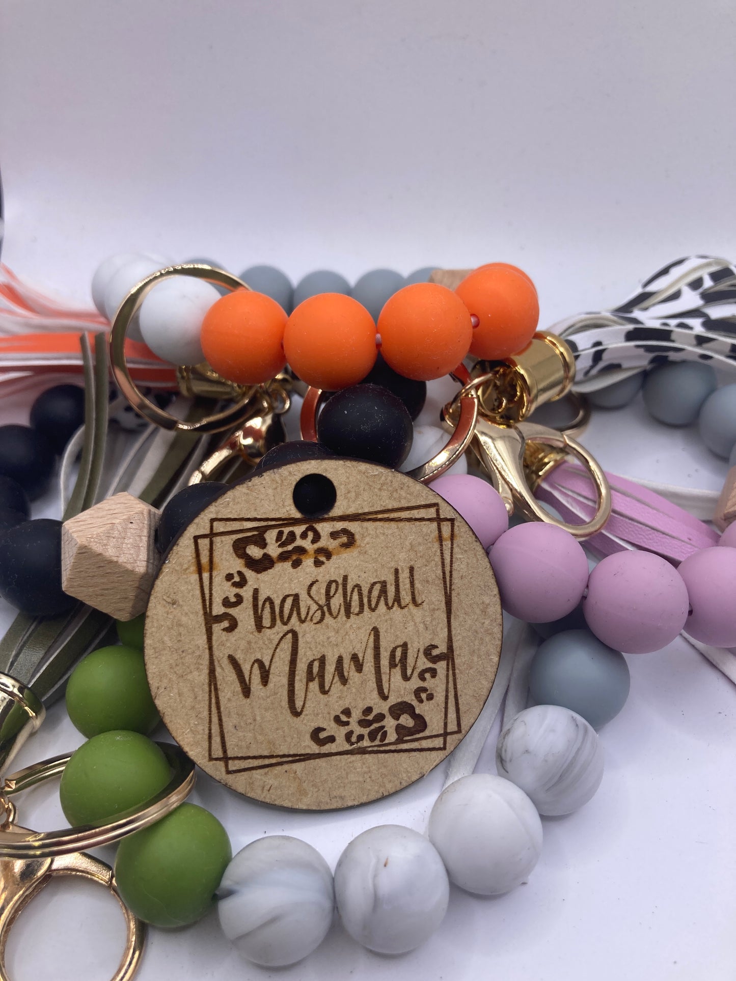Baseball Mama Leopard Wooden Accessory Token
