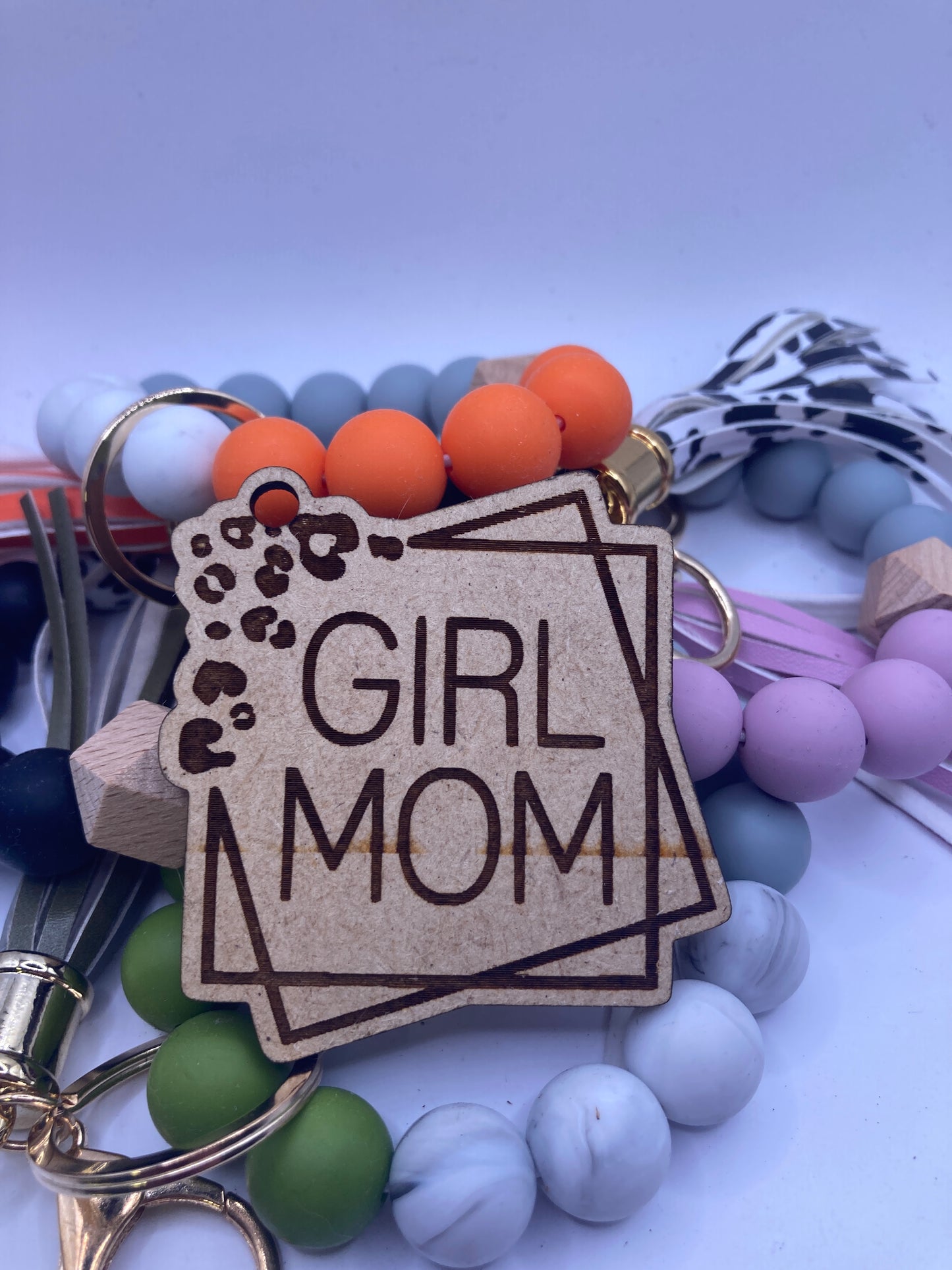 Girl Mom Leopard Wooden Accessory Token