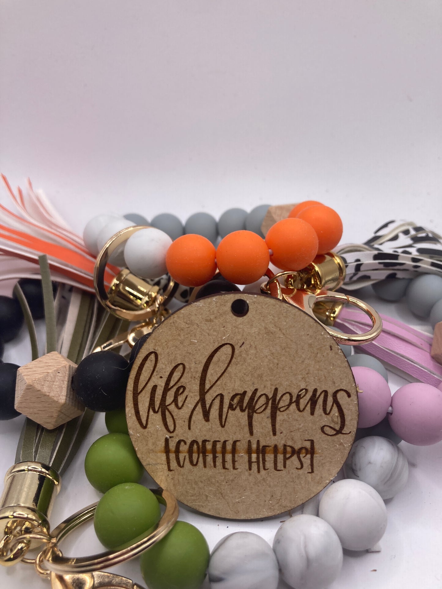 Life Happens Coffee Helps Wooden Accessory Token