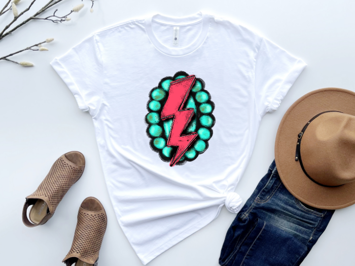 Turquoise with Bolt Sublimation Transfer