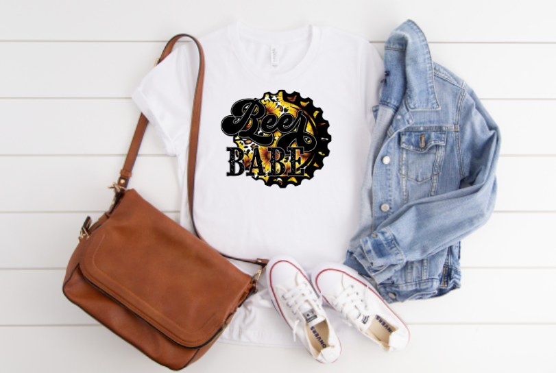 Beer Babe Sunflower Bottle Cap Sublimation Transfer