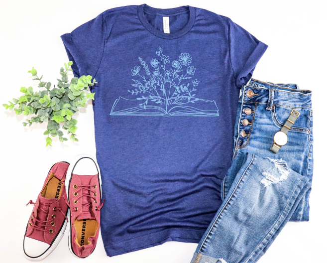 Book with Wildflowers Transfer