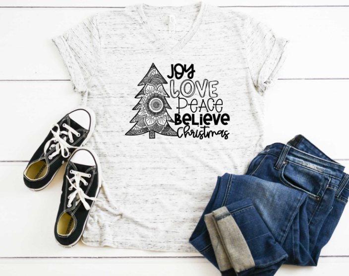 Joy Love Peace Believe Christmas Sublimation Transfer