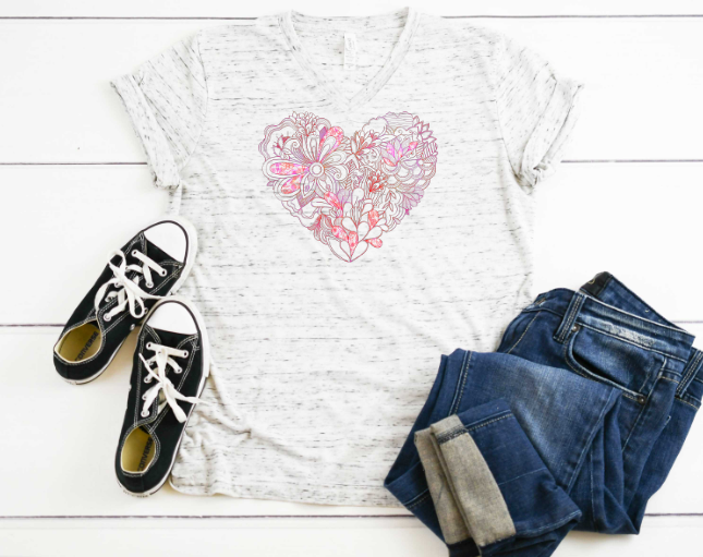 Doodle Floral Heart Sublimation Transfer