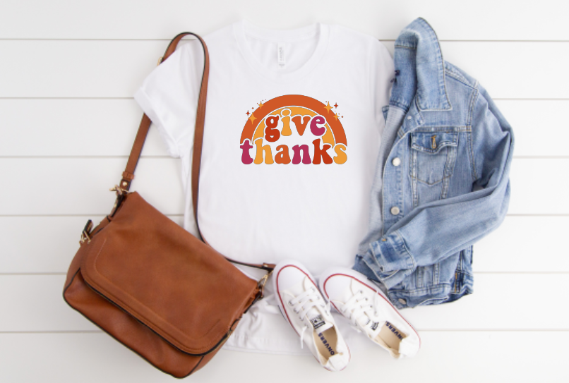Give Thanks Fall Rainbow Sublimation Transfer