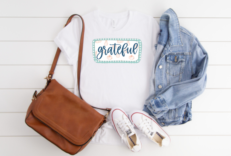Grateful Buffalo Plaid with Pumpkins Sublimation Transfer