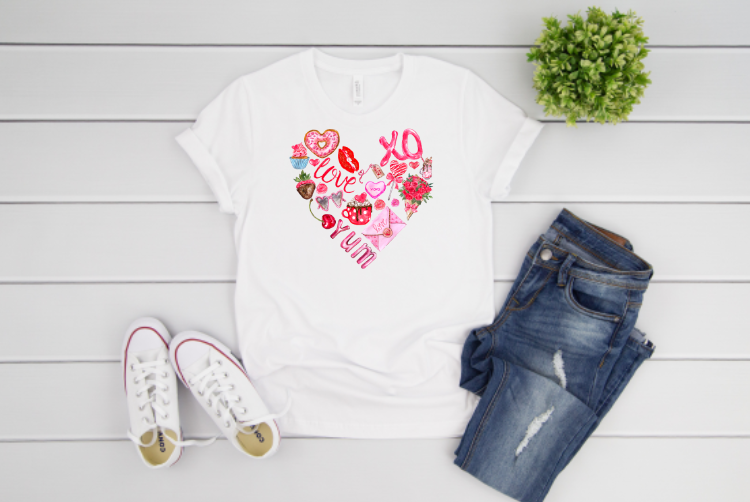 Heart with Valentine icons Sublimation Transfer