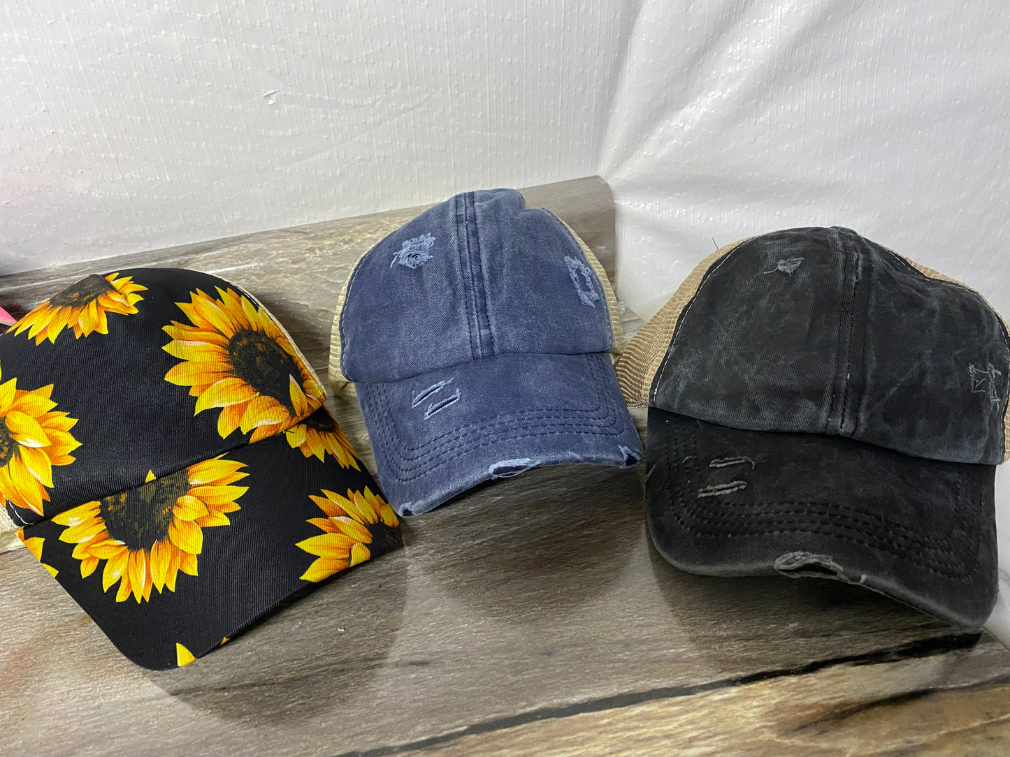 Solid Color Pony Tail Criss Cross Hats