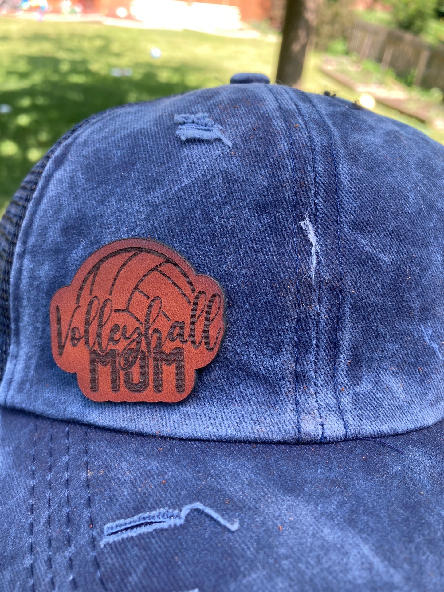 Volleyball Mom Small Leatherette Hat Patch