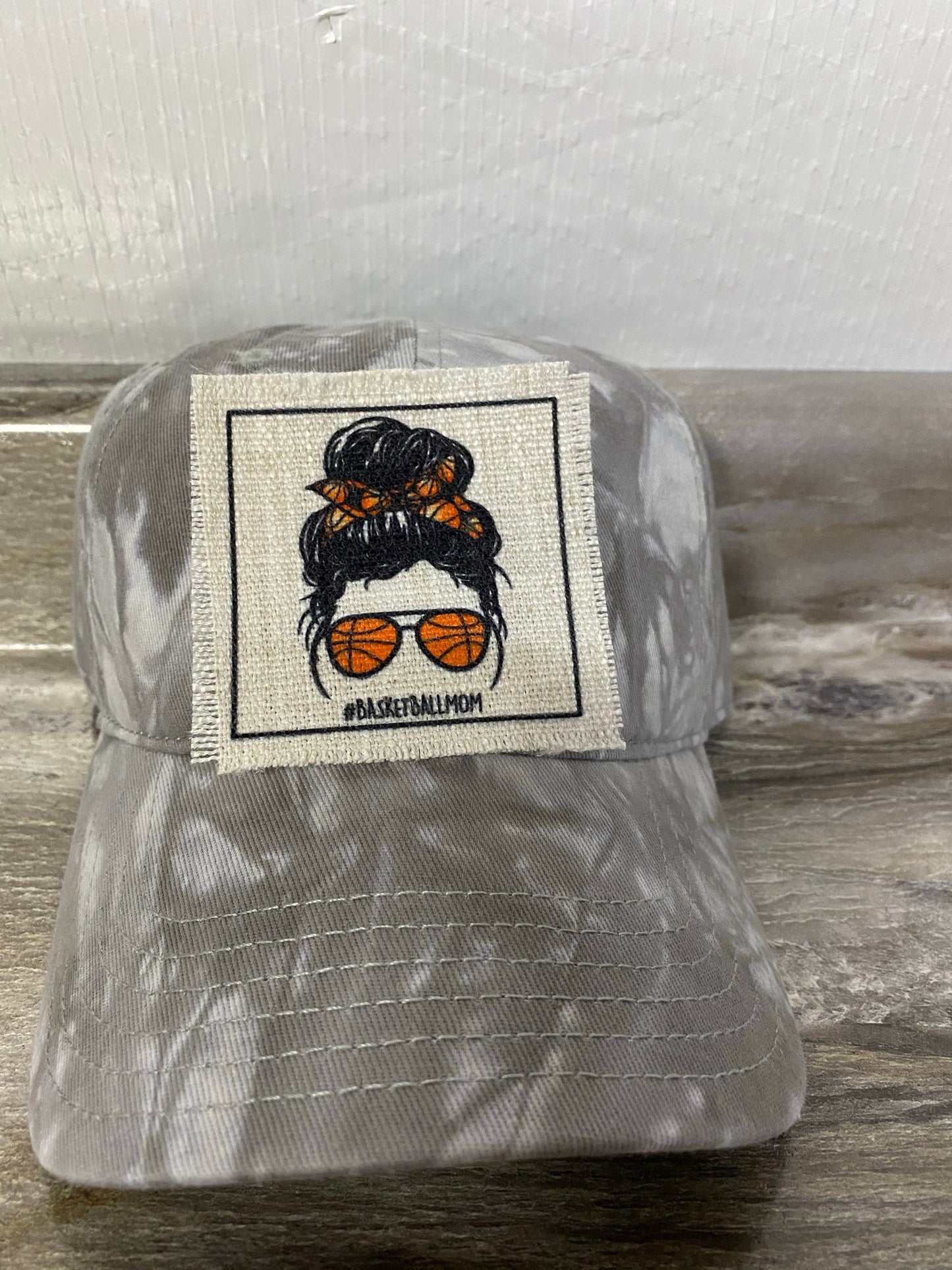 Basketball Mom Bun Glasses Hat Patch