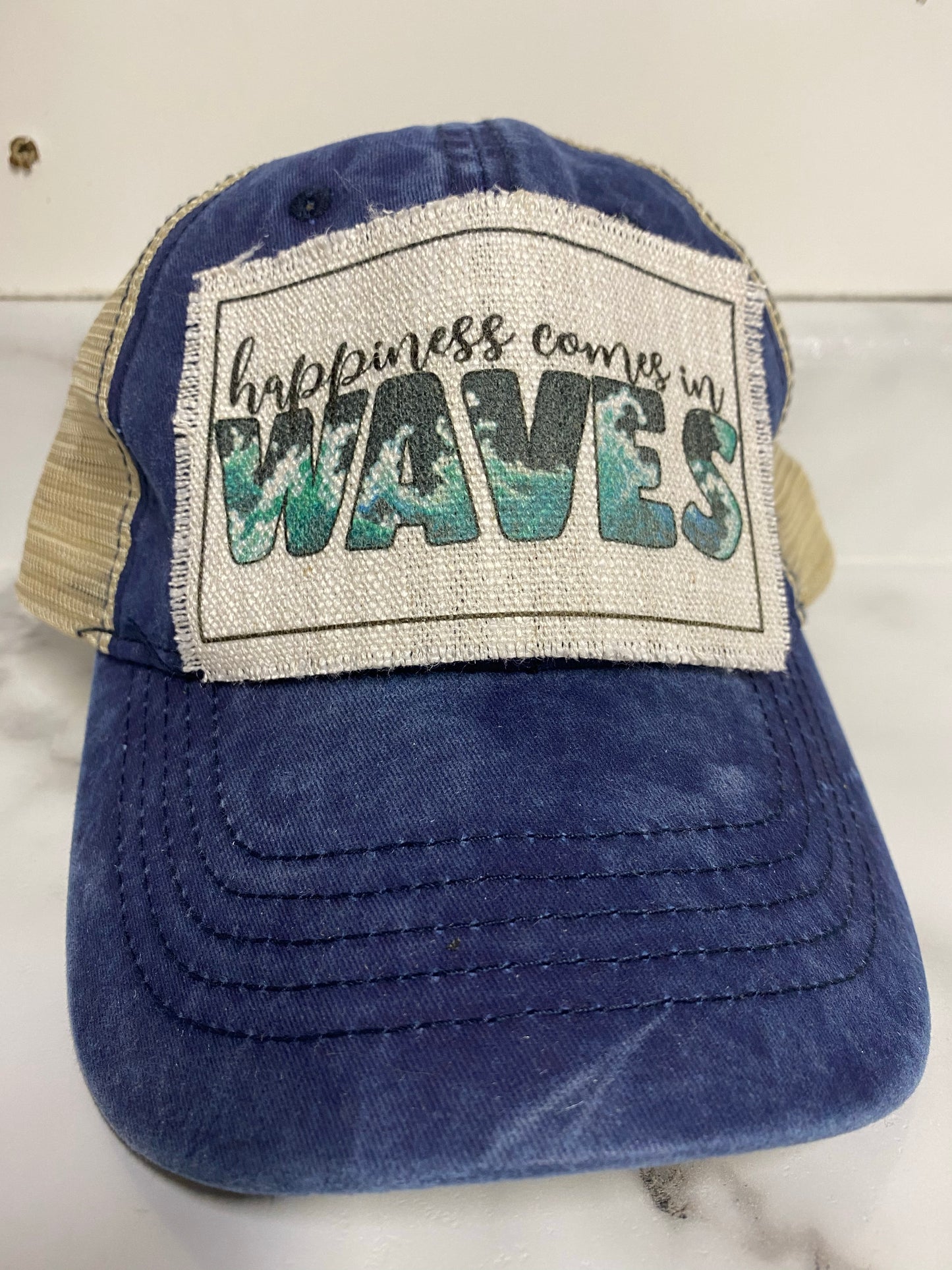 Happiness Comes in Waves Hat Patch