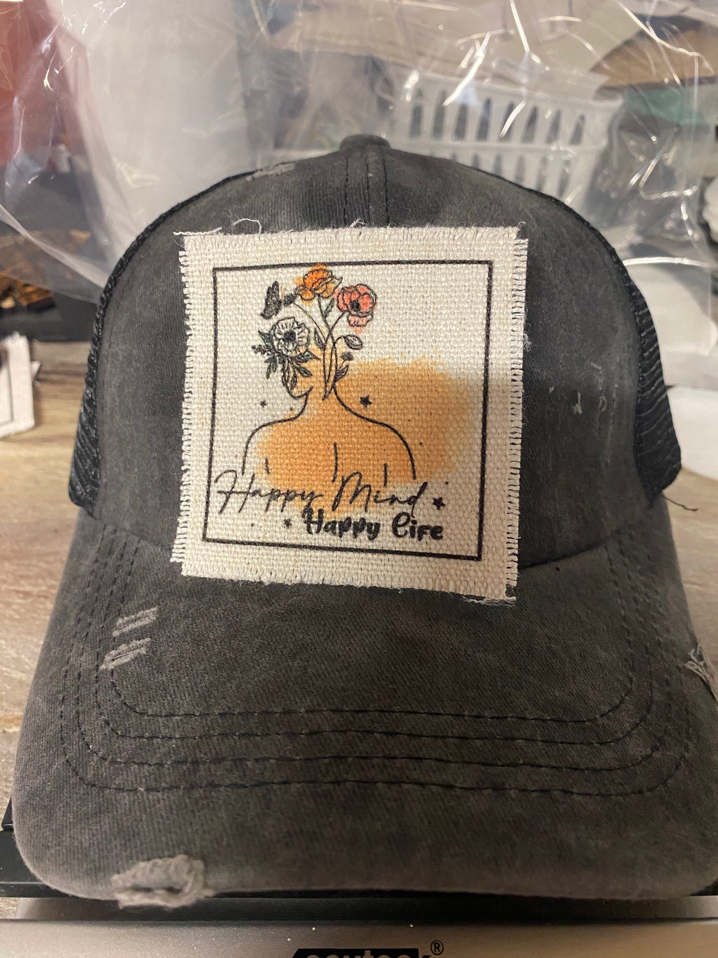 Happy Mind Happy Life Hat Patch
