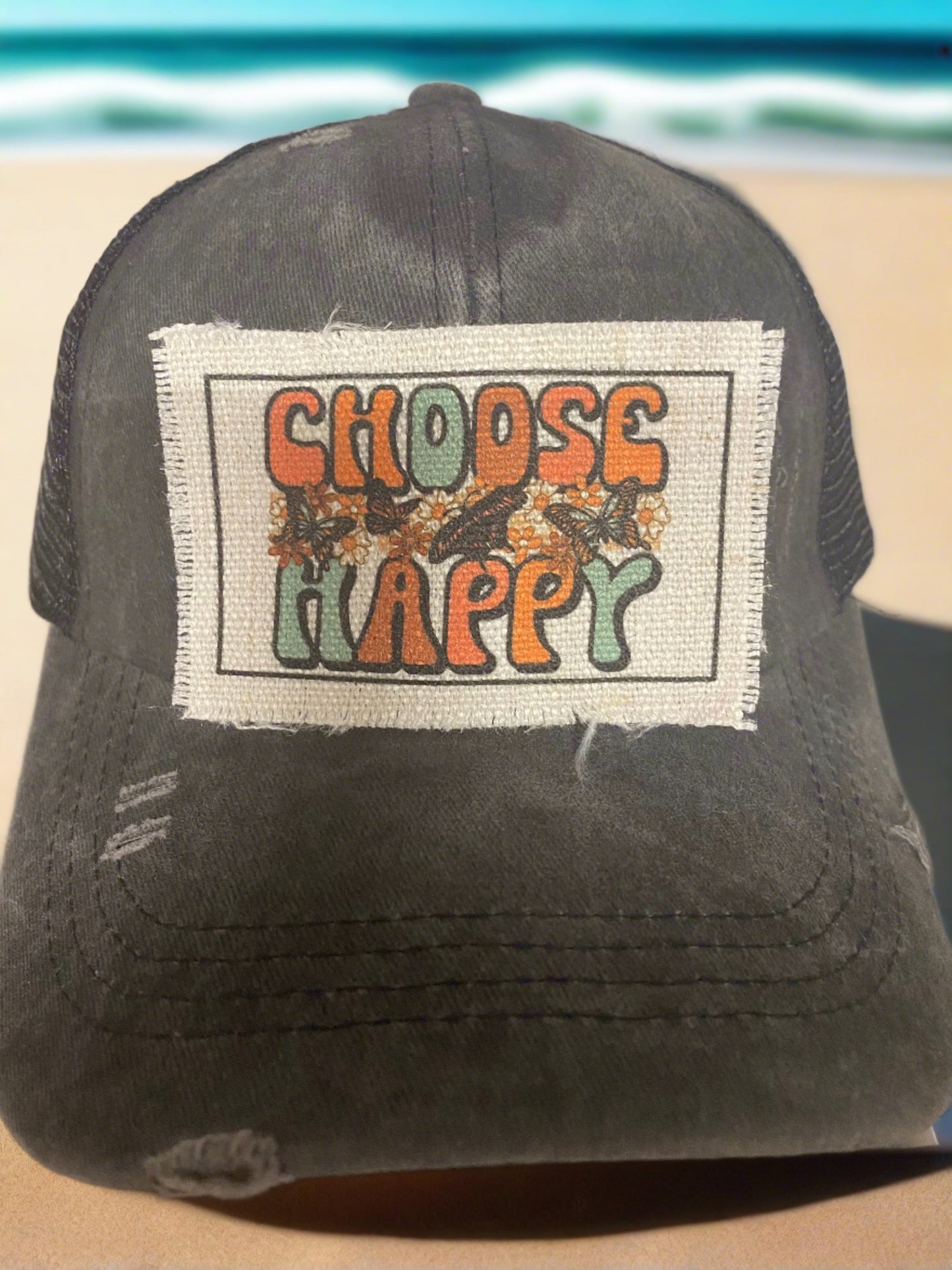 Choose Happy with Butterfly Hat Patch