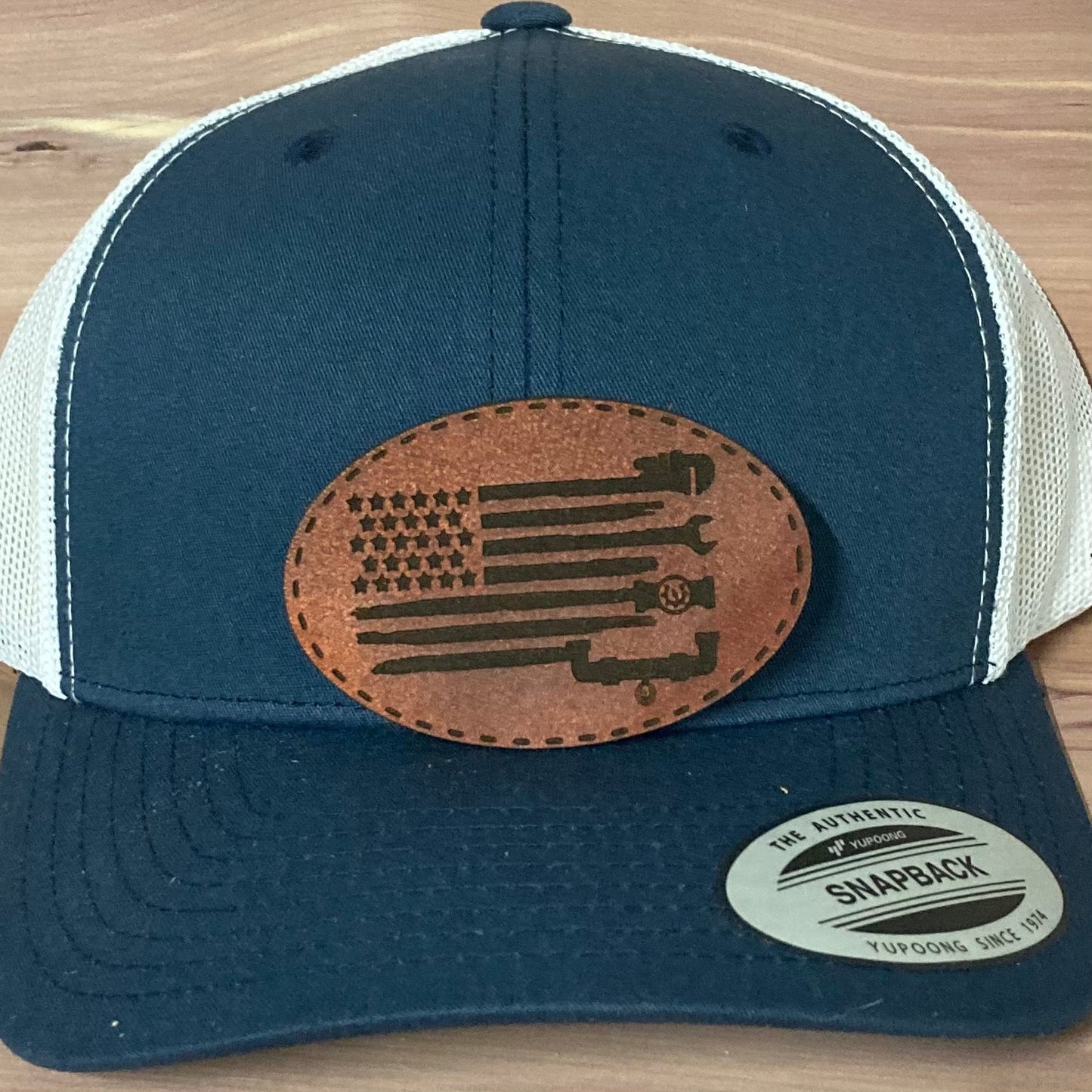 Plumber/Pipefitter Flag Leatherette Hat Patch