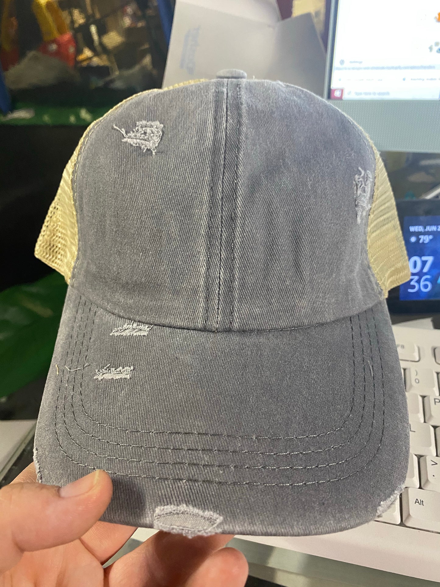 Solid Color Pony Tail Criss Cross Hats
