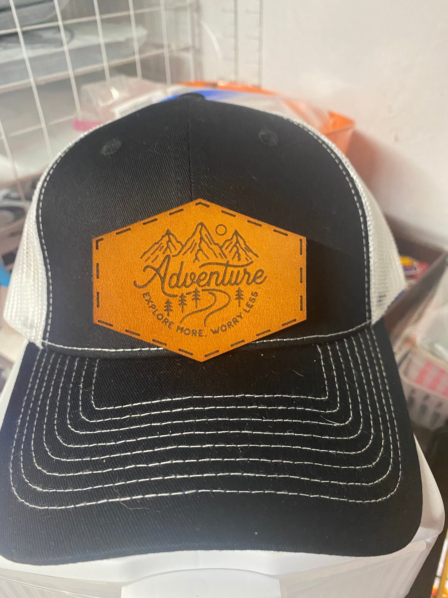 Adventure Explore More Worry Less Leatherette Hat Patch