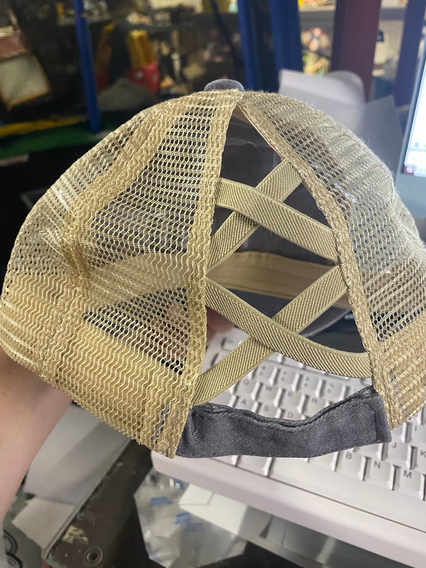 Solid Color Pony Tail Criss Cross Hats