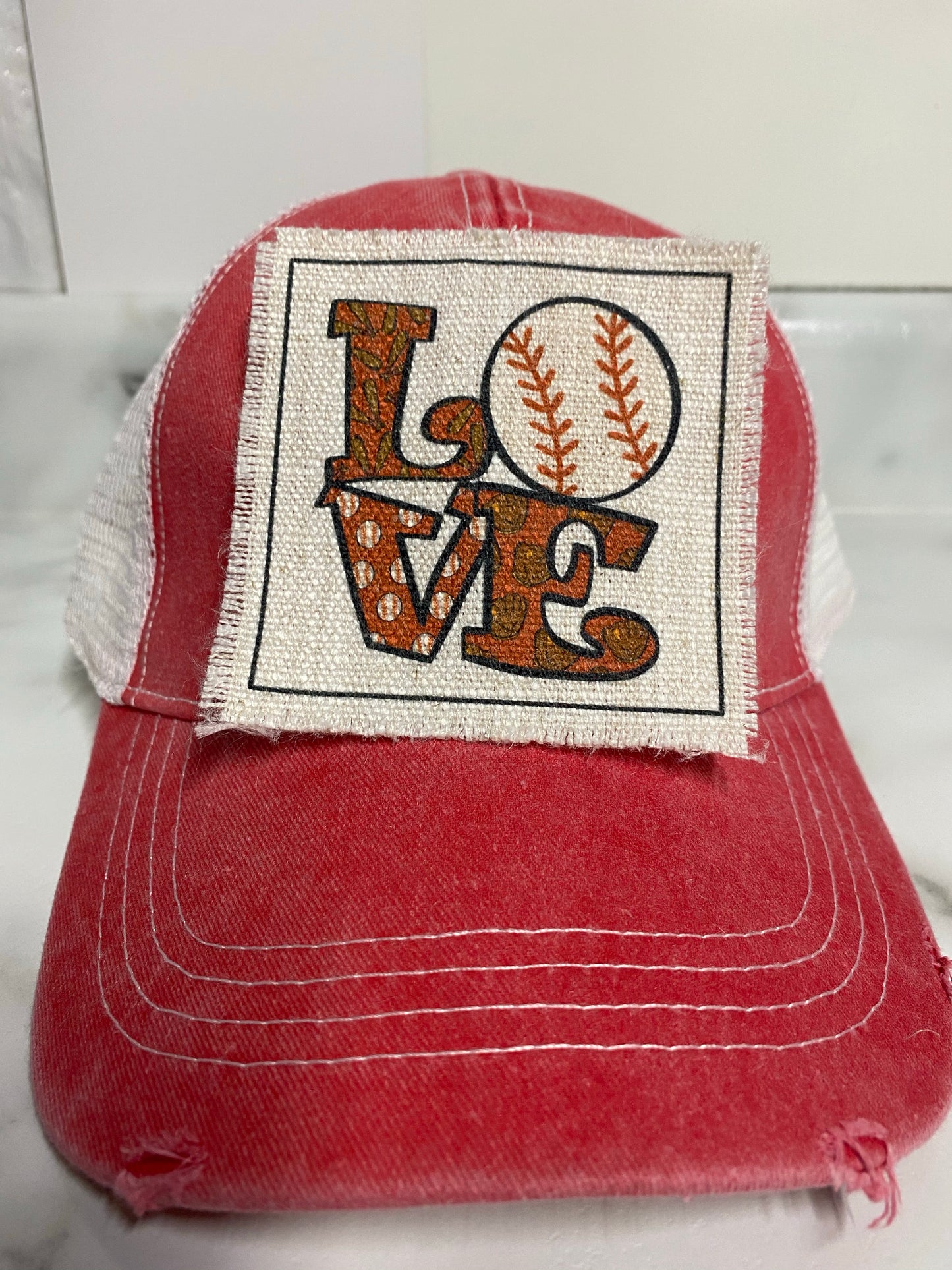 Love Baseball Hat Patch