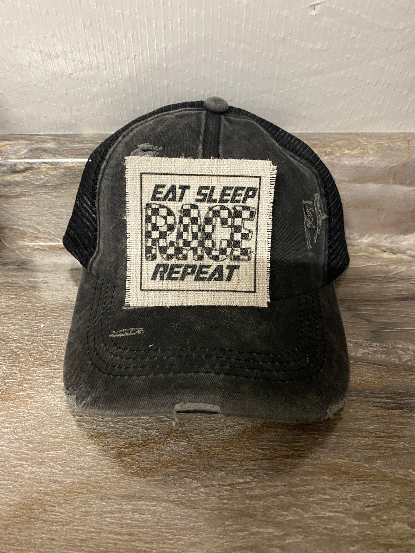 Eat Sleep Race Repeat Hat Patch