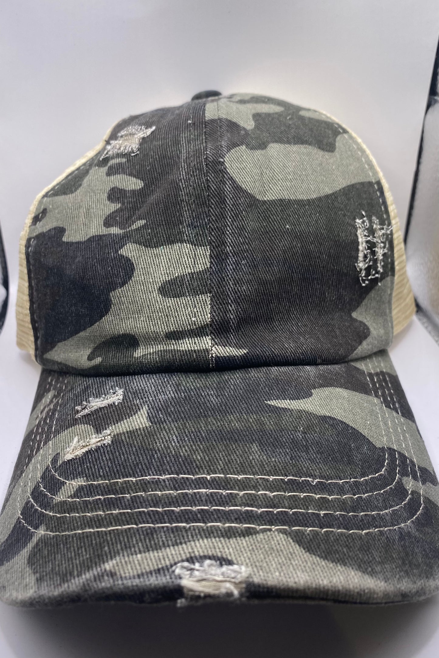 Solid Color Pony Tail Criss Cross Hats