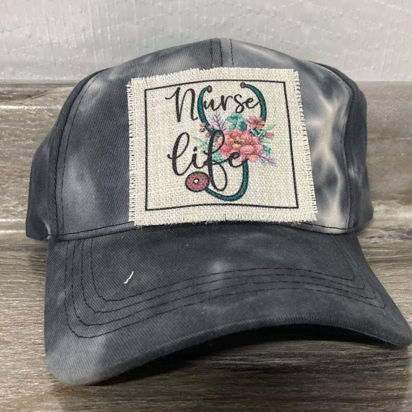 Nurse Life Floral Stethoscope Hat Patch