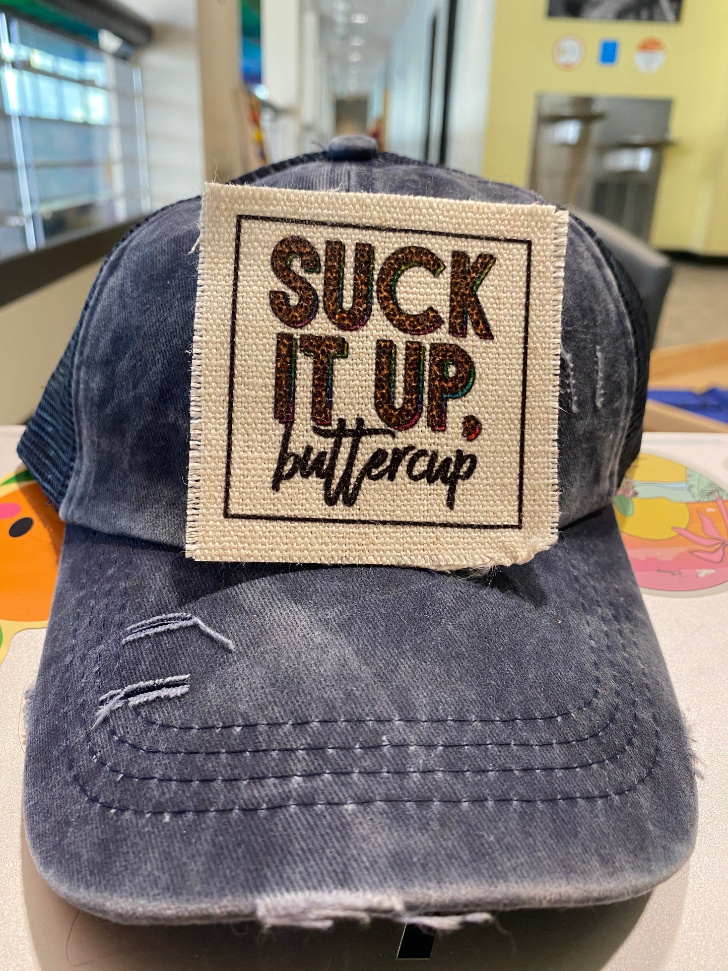 Suck It Up. Buttercup Leopard Hat Patch