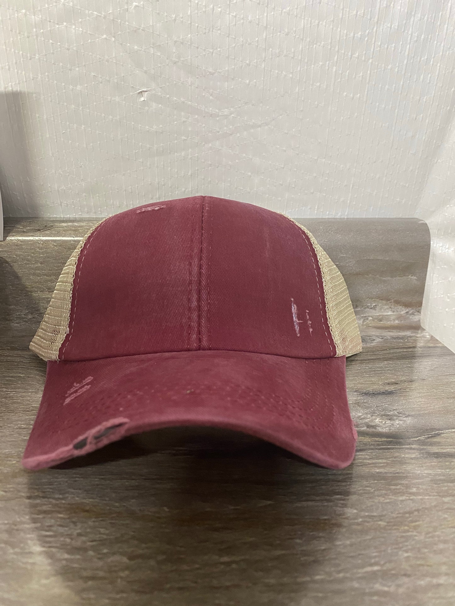 Solid Color Pony Tail Criss Cross Hats