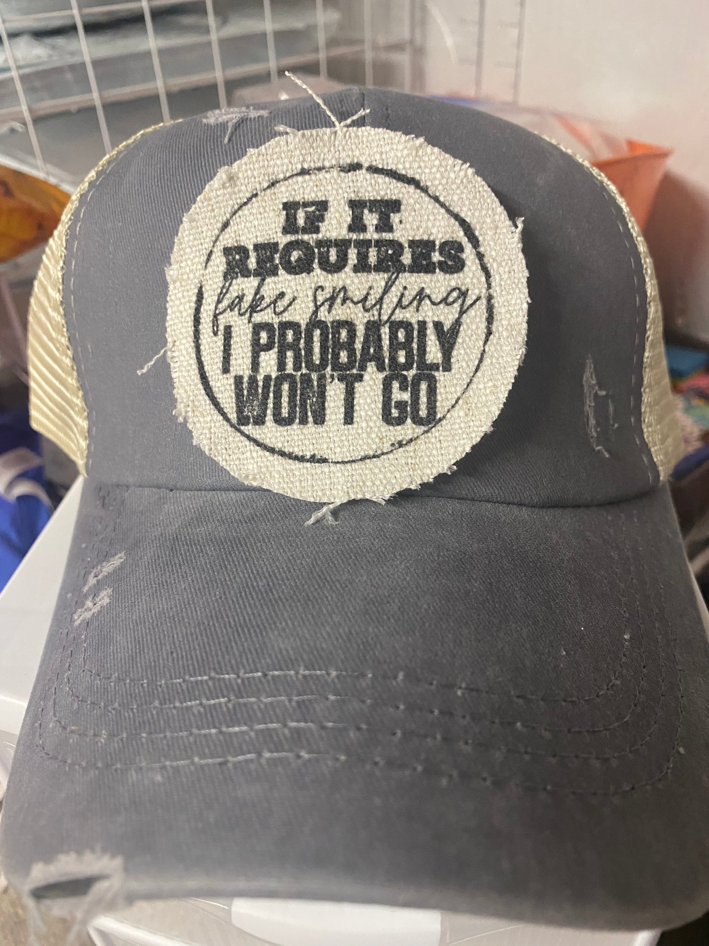 If It Requires Fake Smiling Circle Hat Patch
