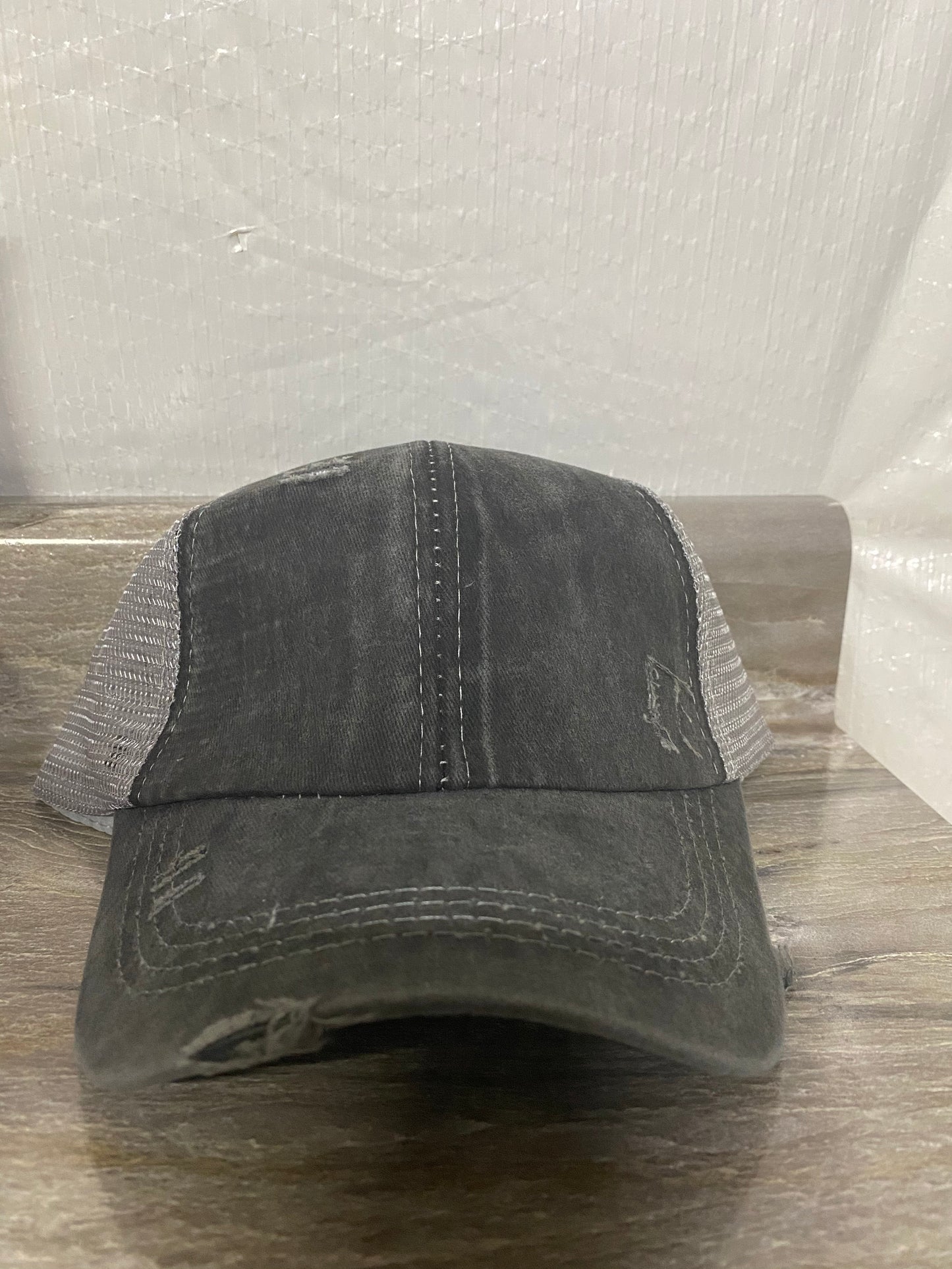 Solid Color Pony Tail Criss Cross Hats