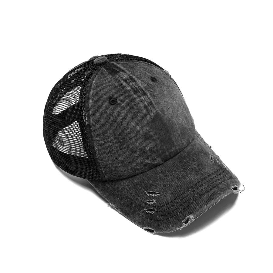 Solid Color Pony Tail Criss Cross Hats