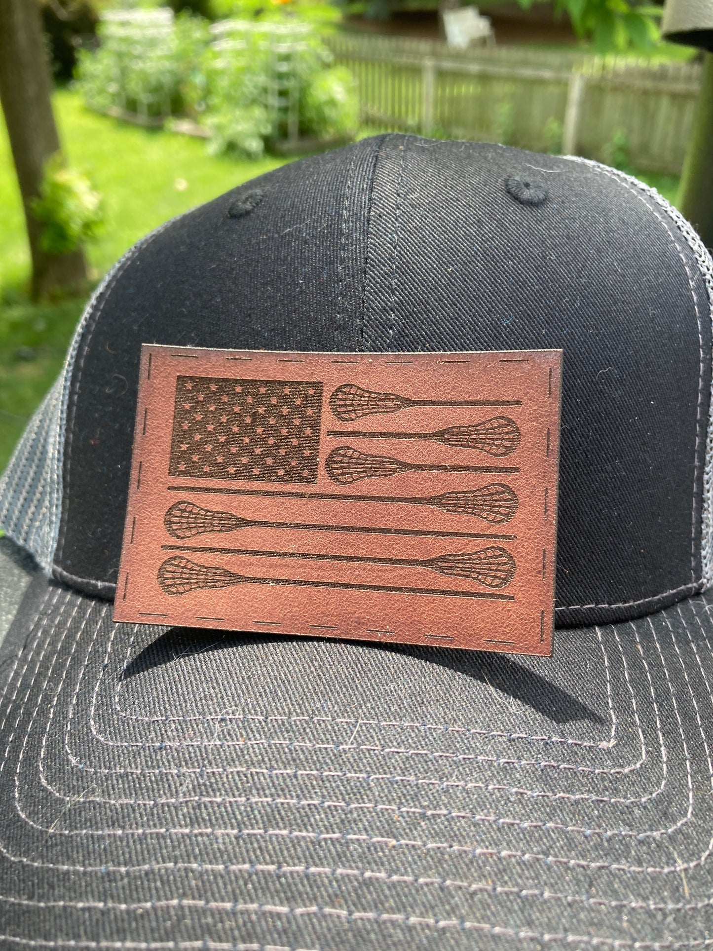 Lacrosse Flag Leatherette Hat Patch