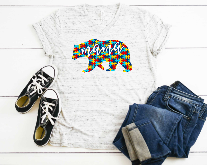 Mama Bear Autism Sublimation Transfer