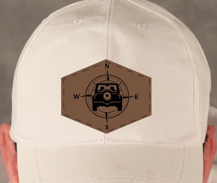 Offroad Compass Leatherette Hat Patch