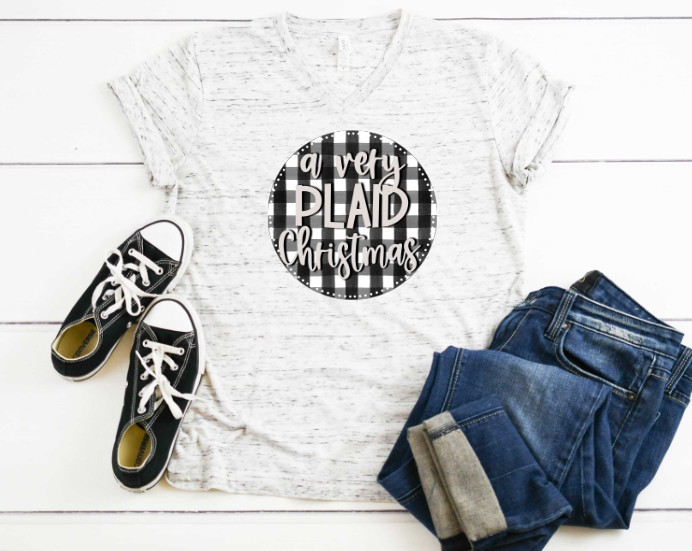 A Very Plaid Christmas Black & White Sublimation Transfer