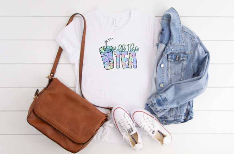 Spill The Tea Pastel Sublimation Transfer