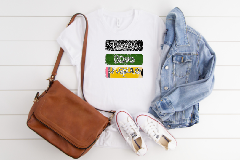 Teach Love Inspire Green Sublimation Transfer