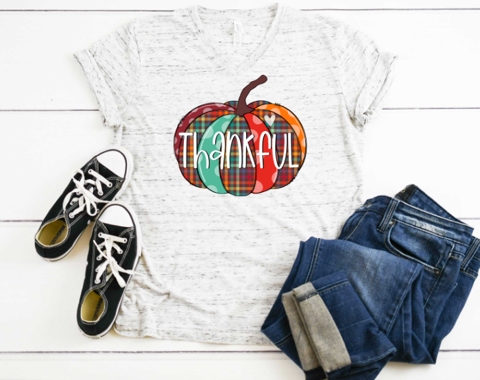 Thankful Plaid Pumpkin Sublimation Transfer