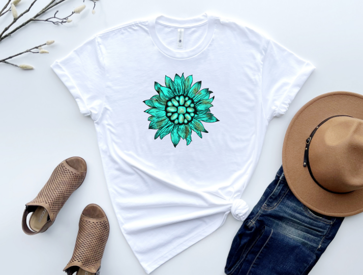 Turquoise Sunflower Sublimation Transfer