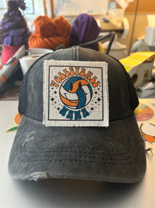 Volleyball Mama Blue and Yellow Ball Hat Patch