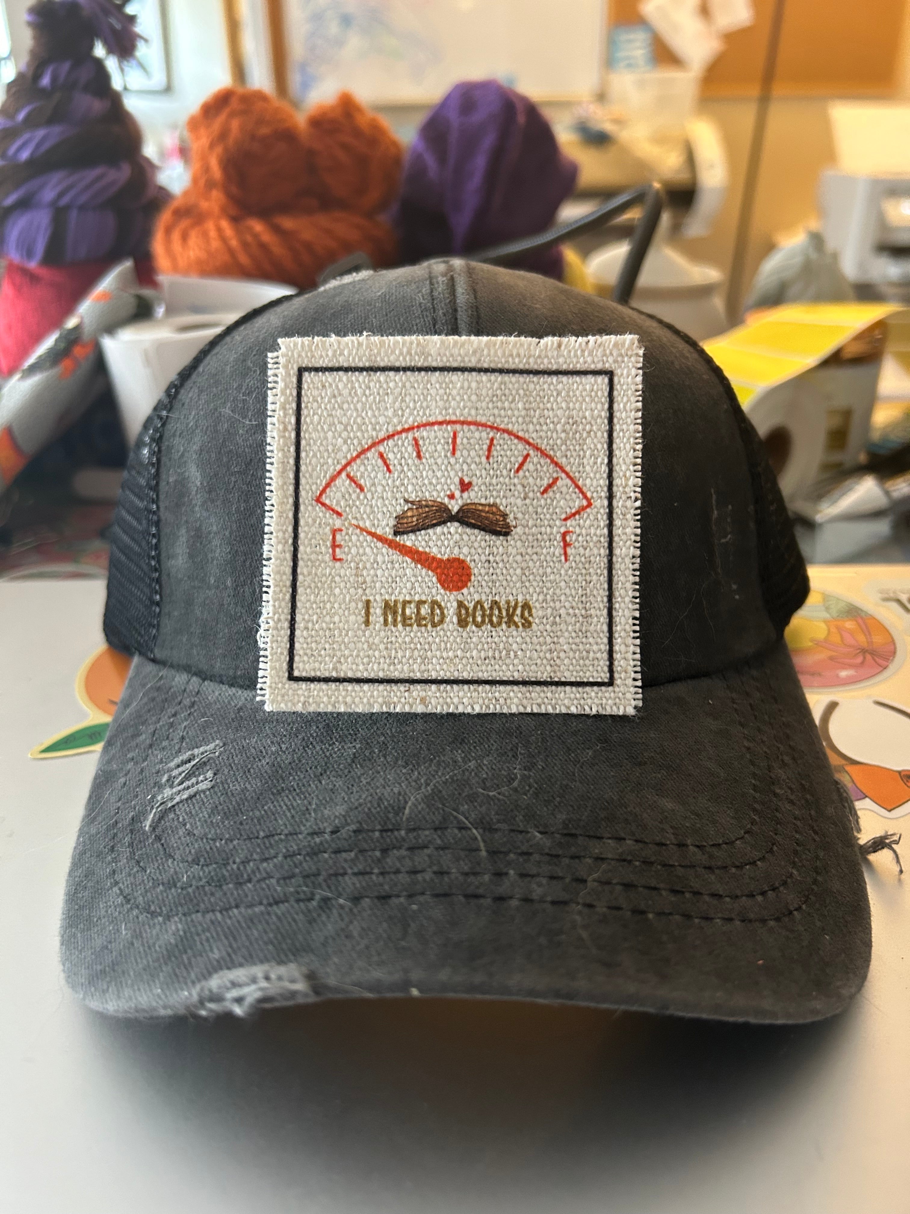 I Need Books Fuel Tank Hat Patch – E&Q Designs and Wholesale