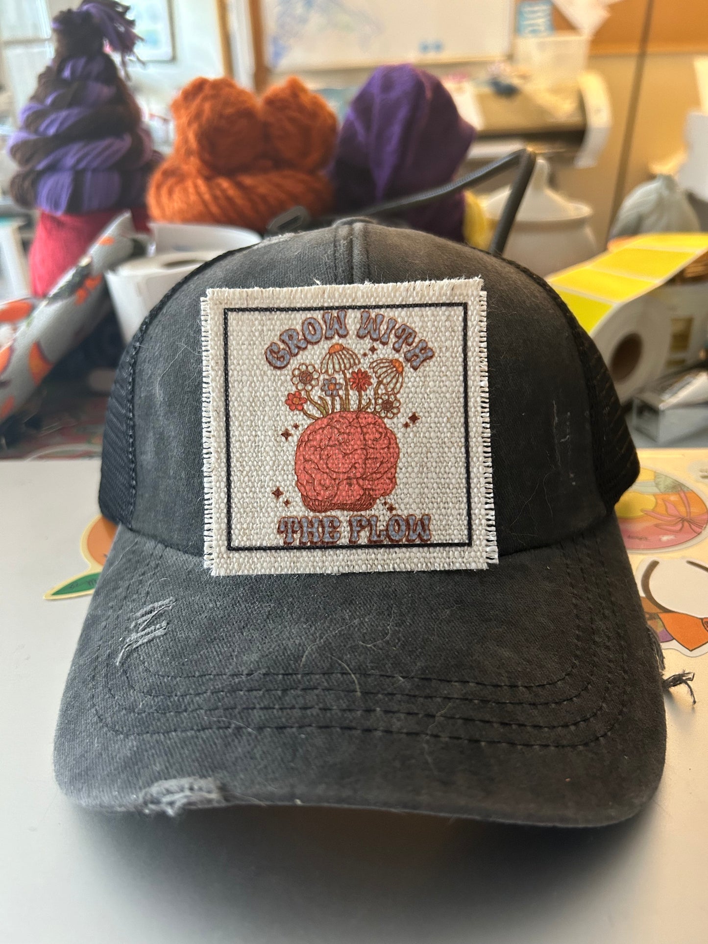 Grow With The Flow Brain Hat Patch