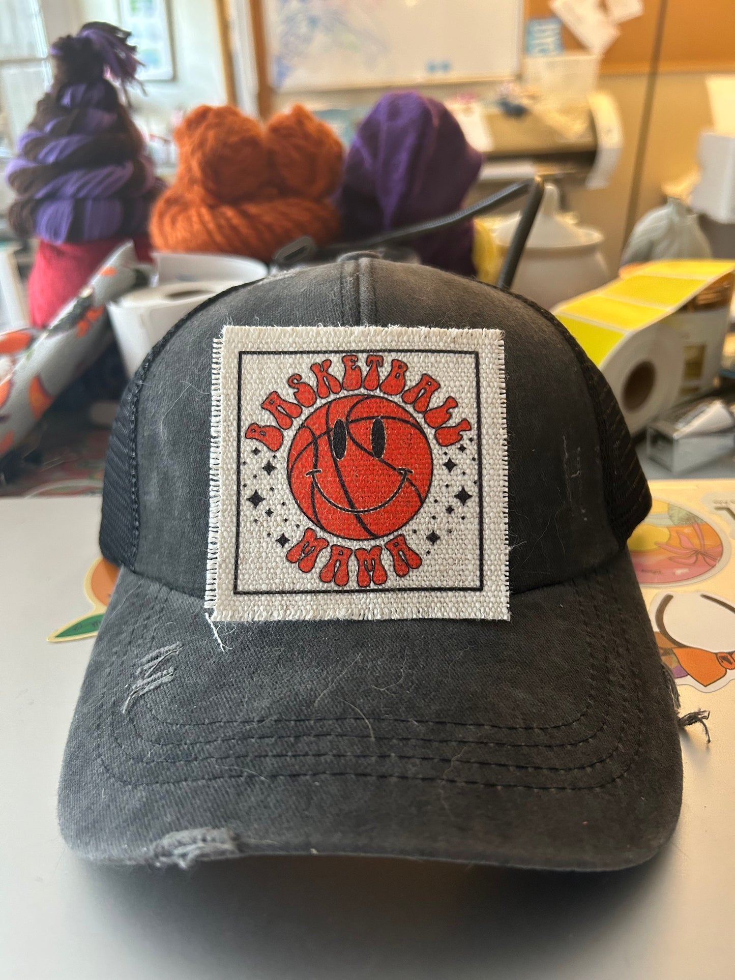 Basketball Mama Smile Hat Patch