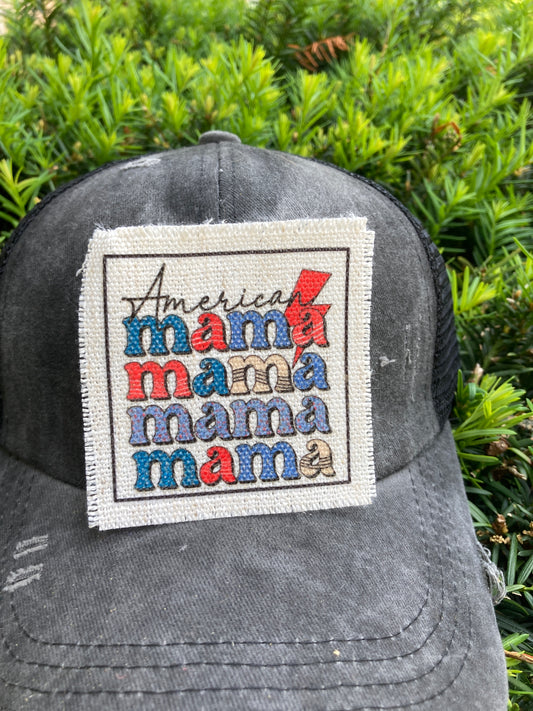 American Mama with Bolt Retro Hat Patch