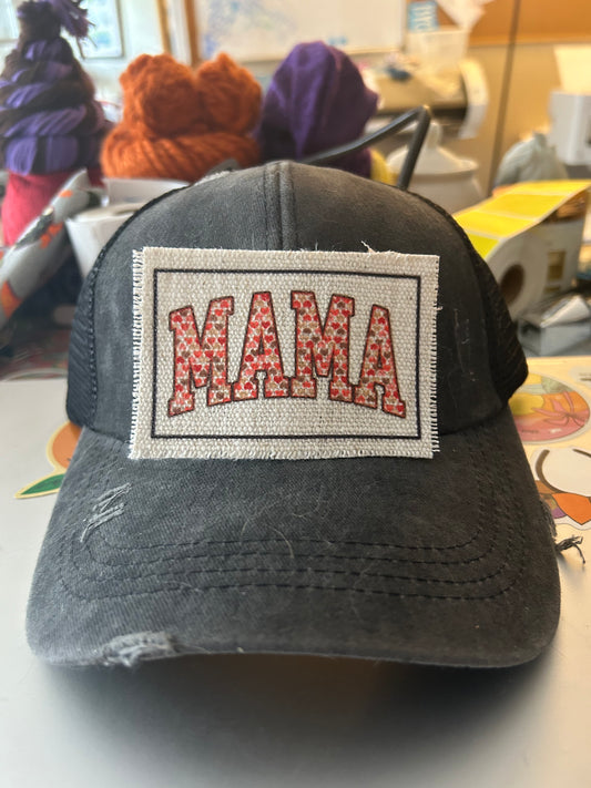 Mama With Tiny Hearts Hat Patch