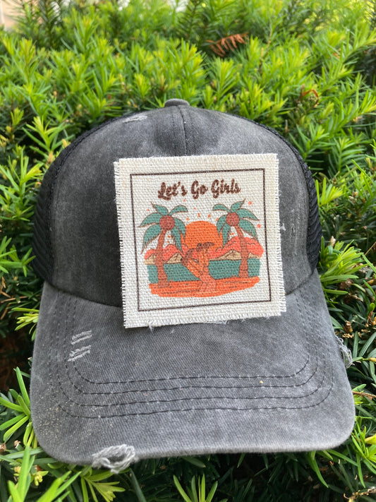 Let's Go Girls Beach Scene Hat Patch